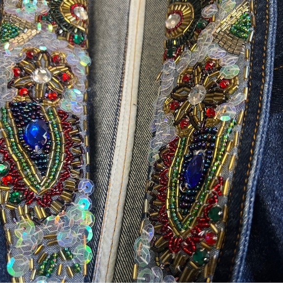 Vintage IB Diffusion 90s Beaded Denim Jacket SZ 8 - Picture 4 of 5